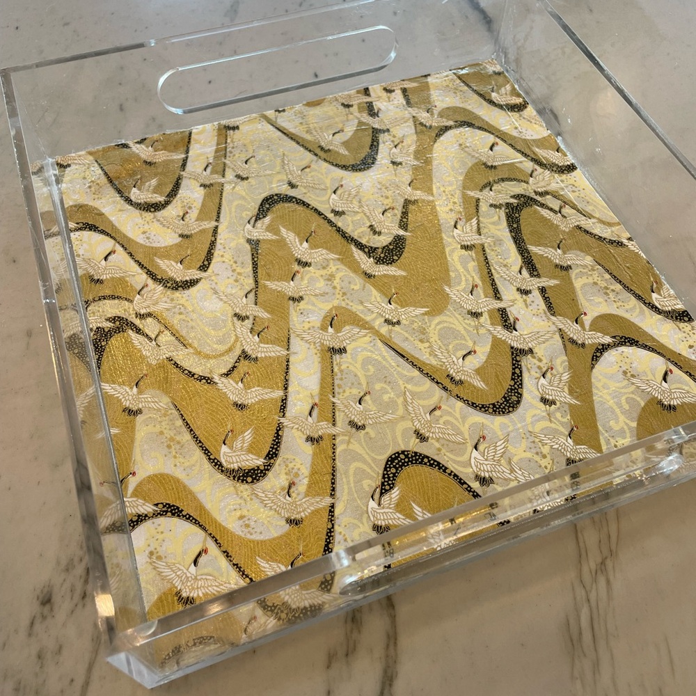 Elegant Gold and Black Patterned Tray